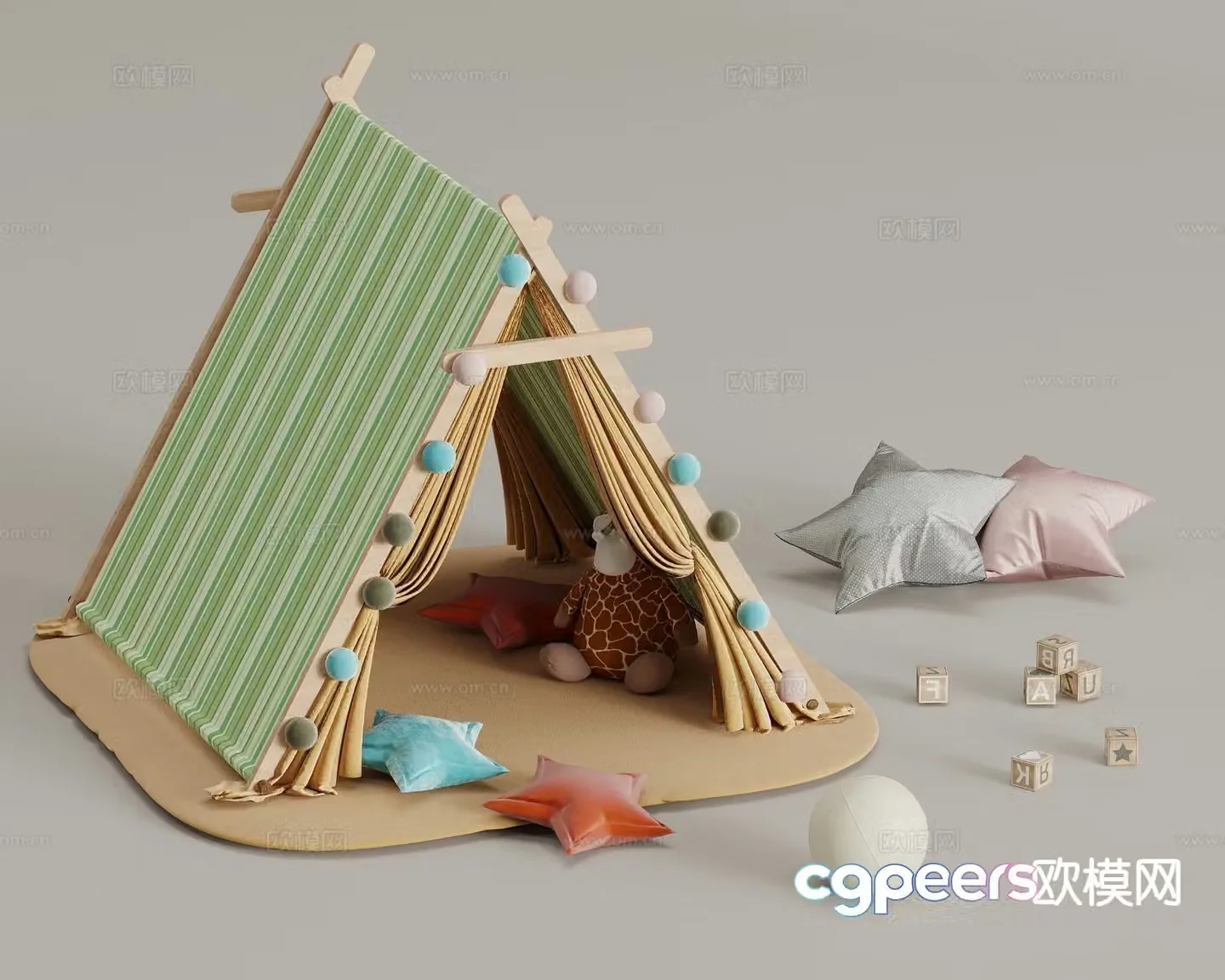 Children’s tent toys pillow 3d model