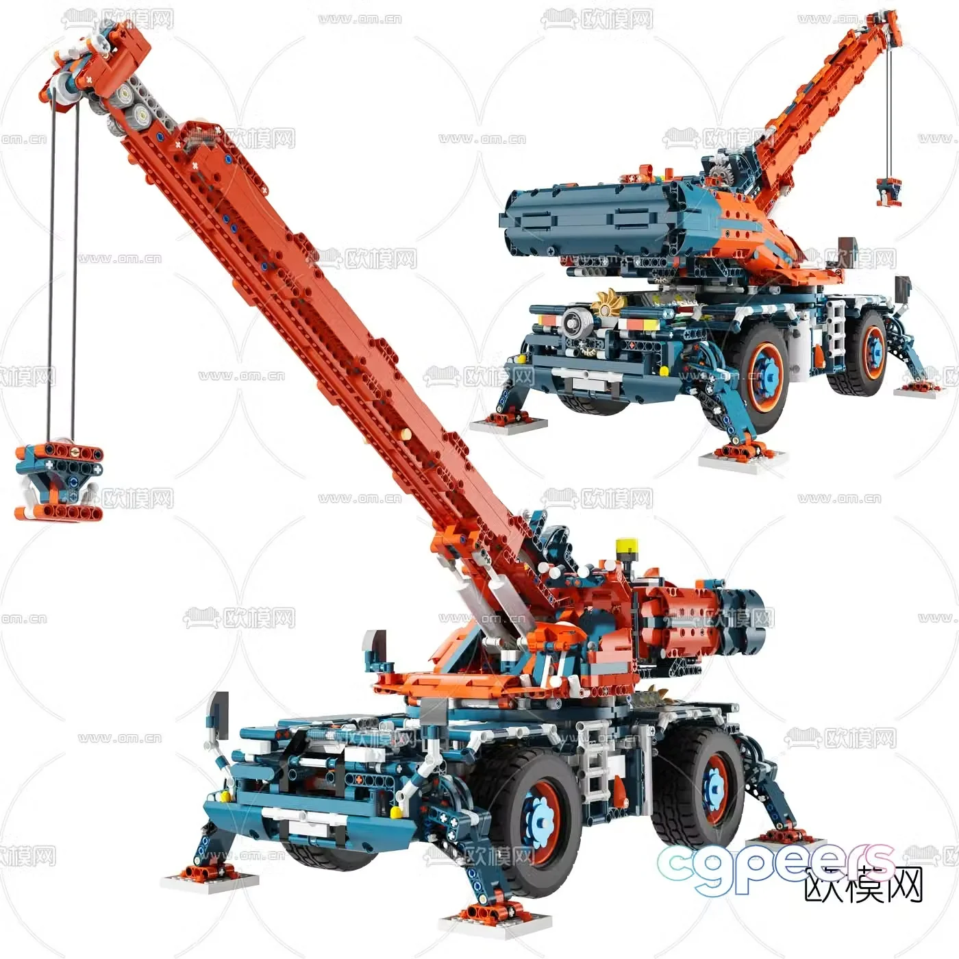 Modern lego crane toy 3d model