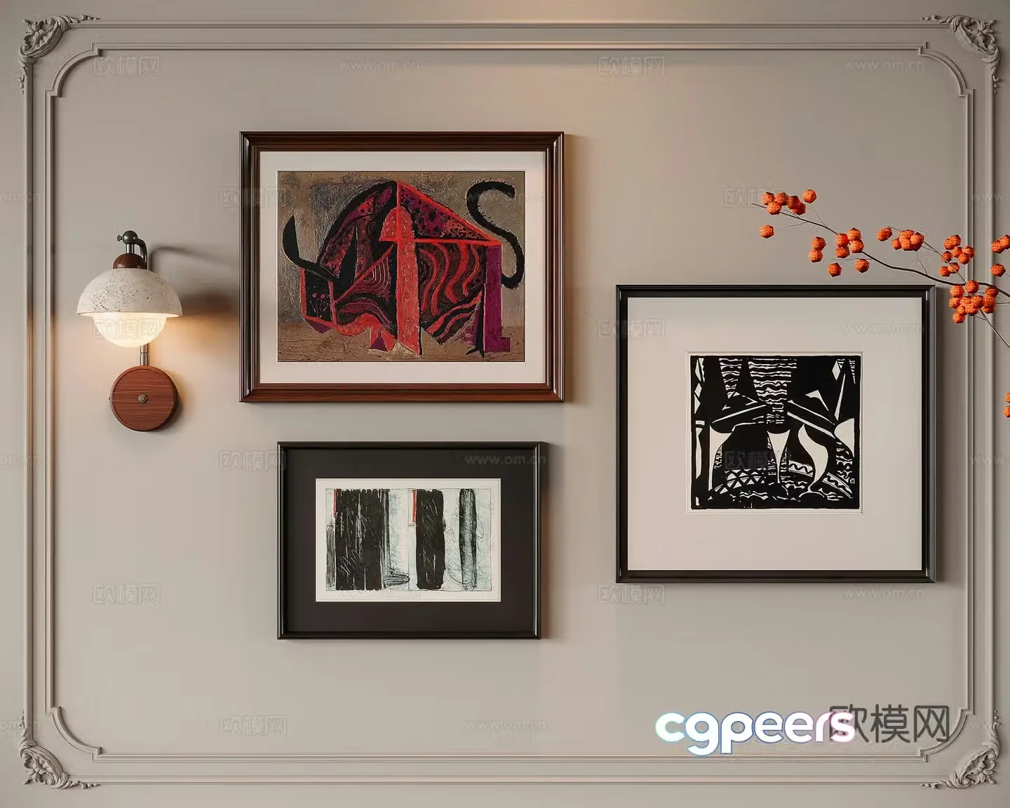 French medieval combination decorative painting 3D model