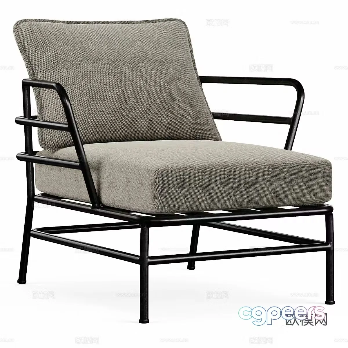 Modern Italian stainless steel fabric armchair 3d model