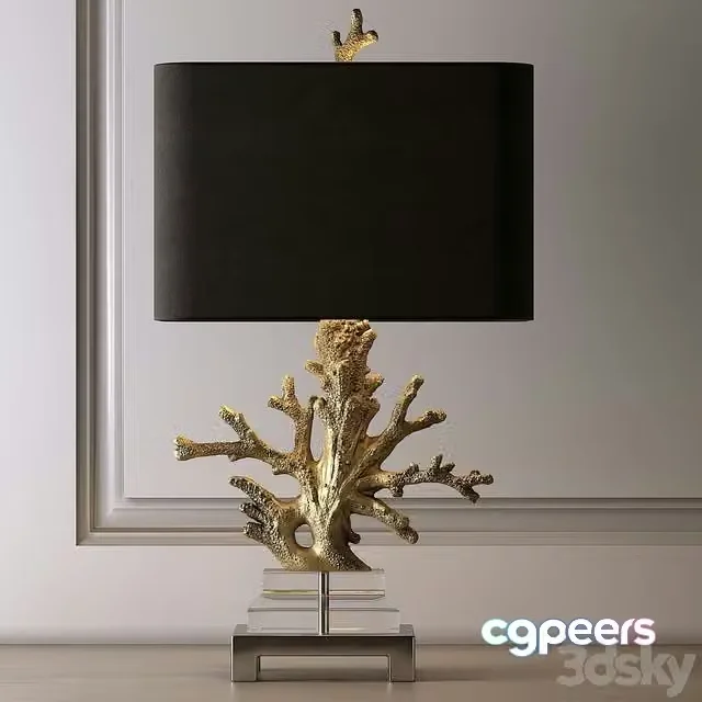 3ds Max Free – Gold coral table lamp