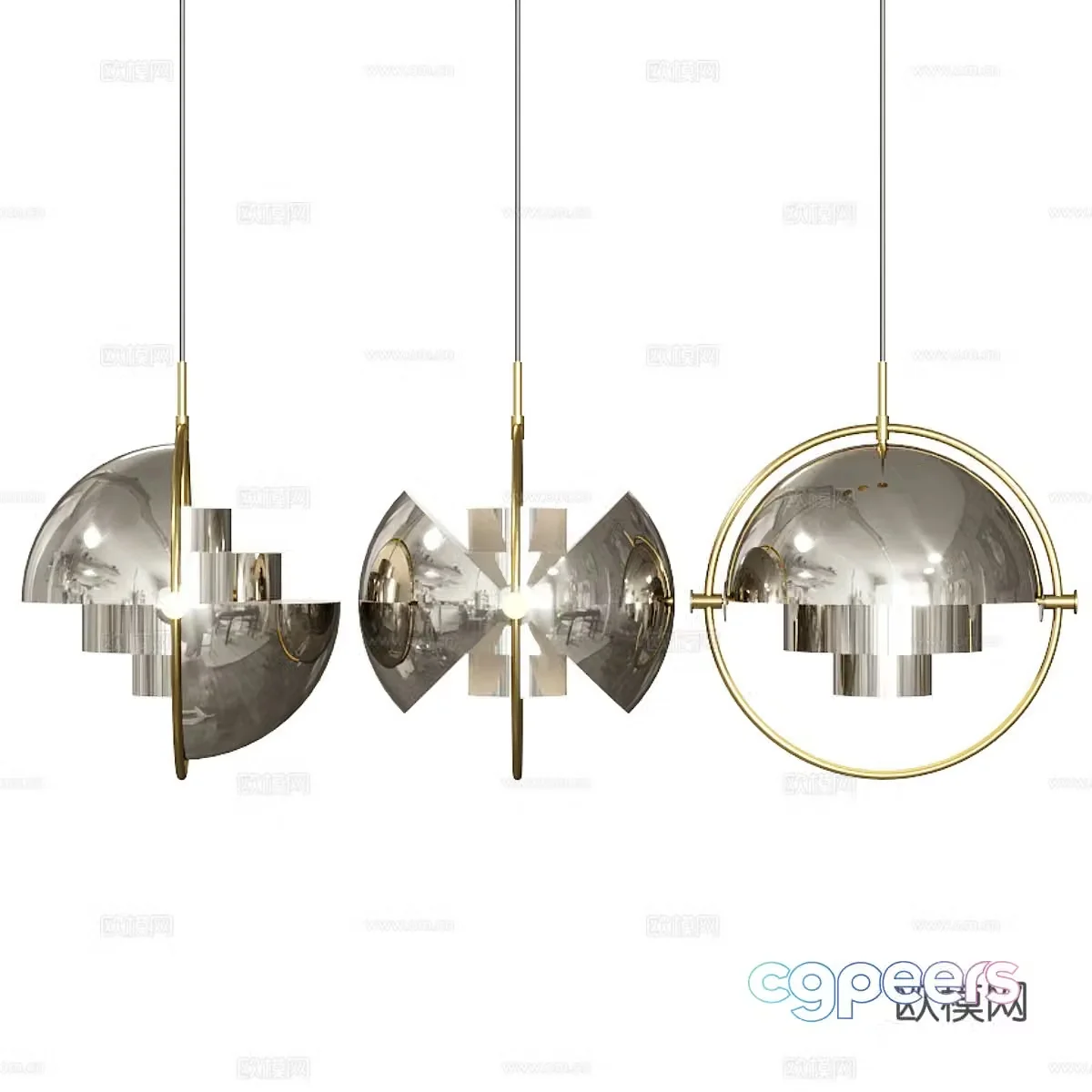 Modern minimalist and light luxury decorative chandeliers 3D model