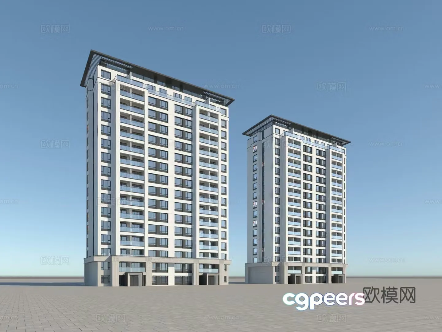 Modern high-rise residential 3d model