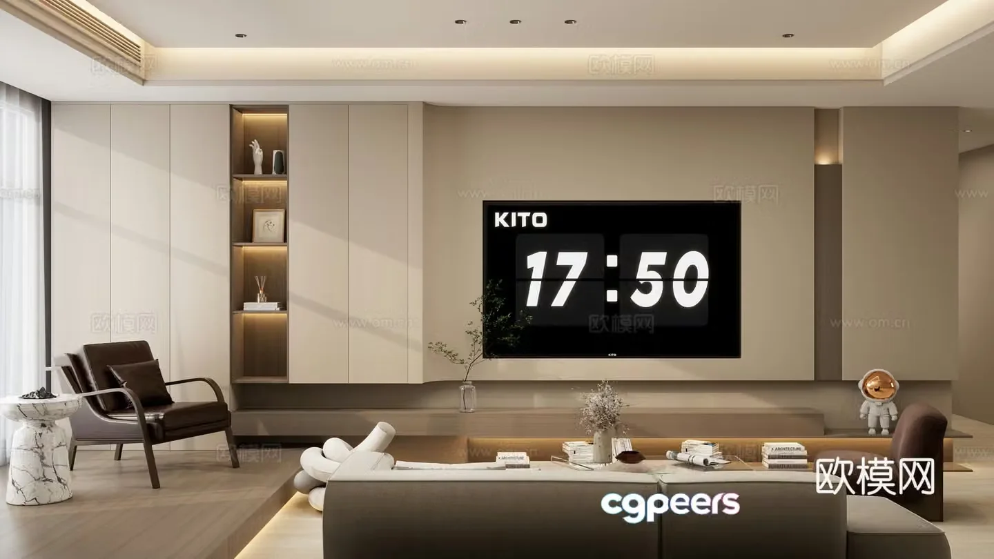 Italian TV wall integrated cabinet 3D model