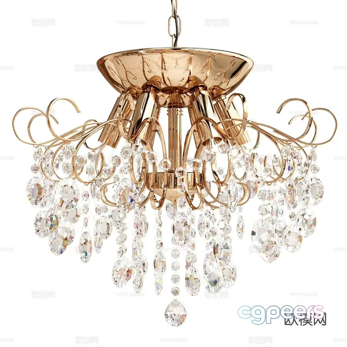 Light luxury chandelier crystal lamp 3d model