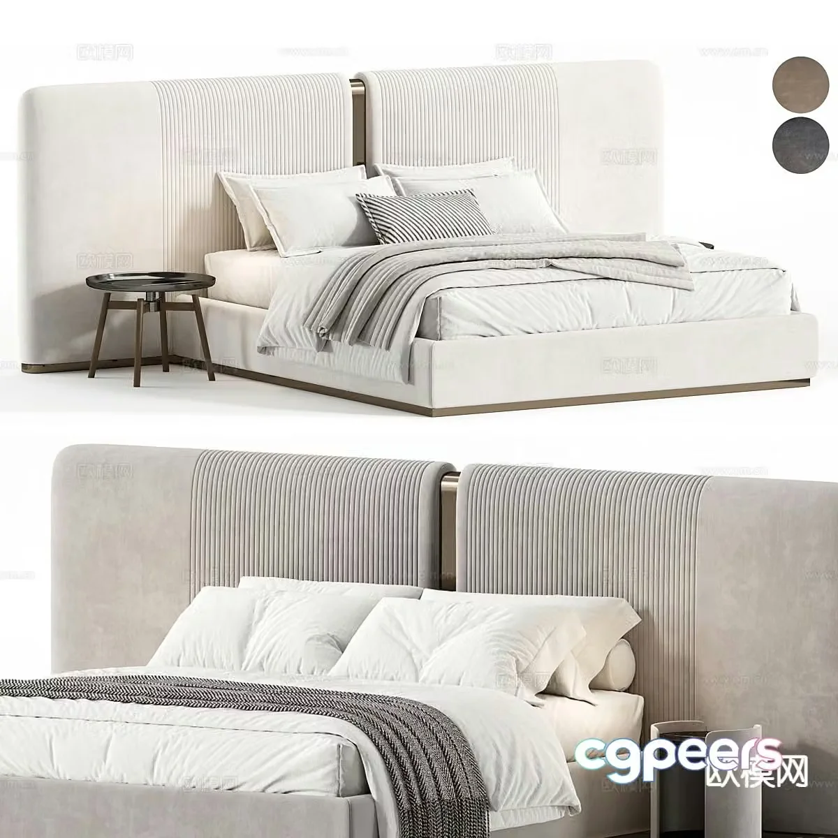 Double modern double bed 3d model