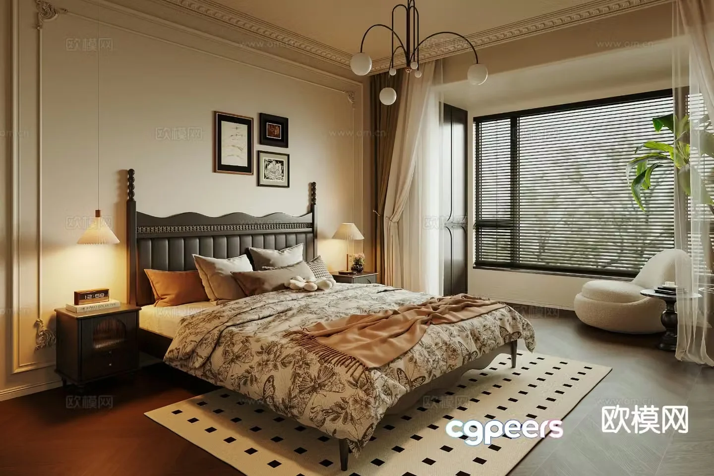 Medieval style bedroom master bedroom 3d model