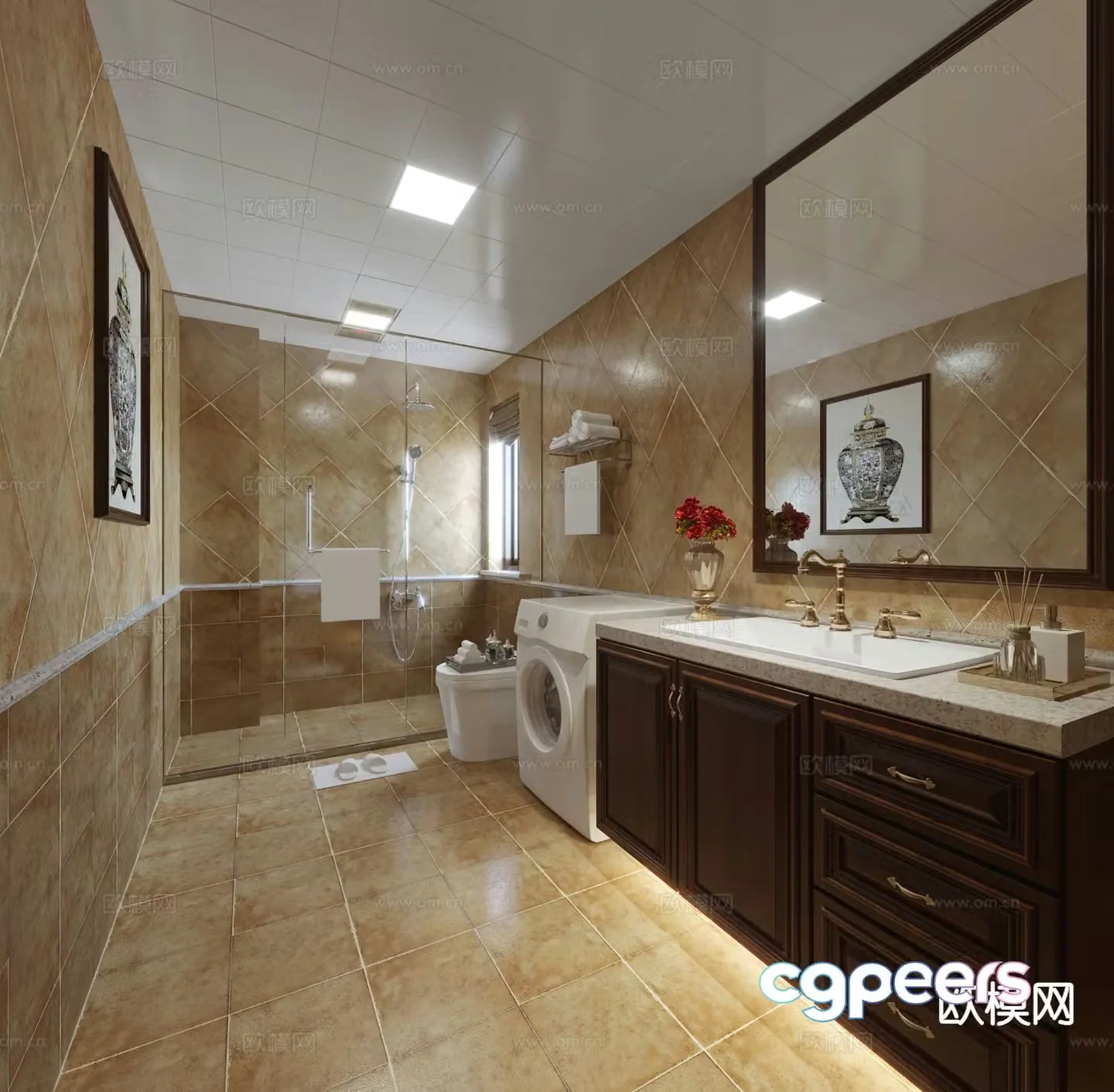 American bathroom bathroom 3d model