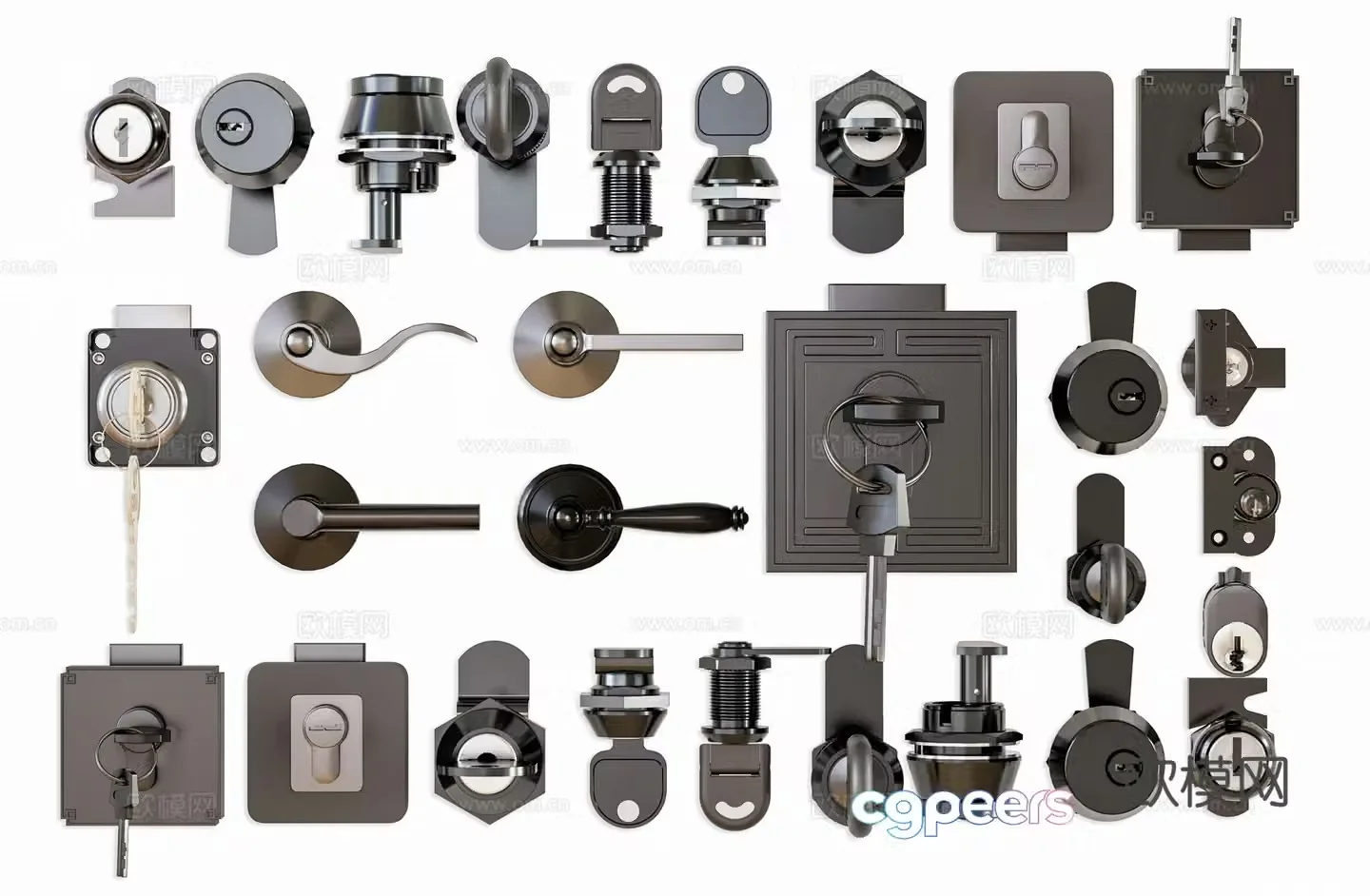 Modern password lock Password lock key Stainless steel lock Pin lock Triangle lock Hardware 3D model