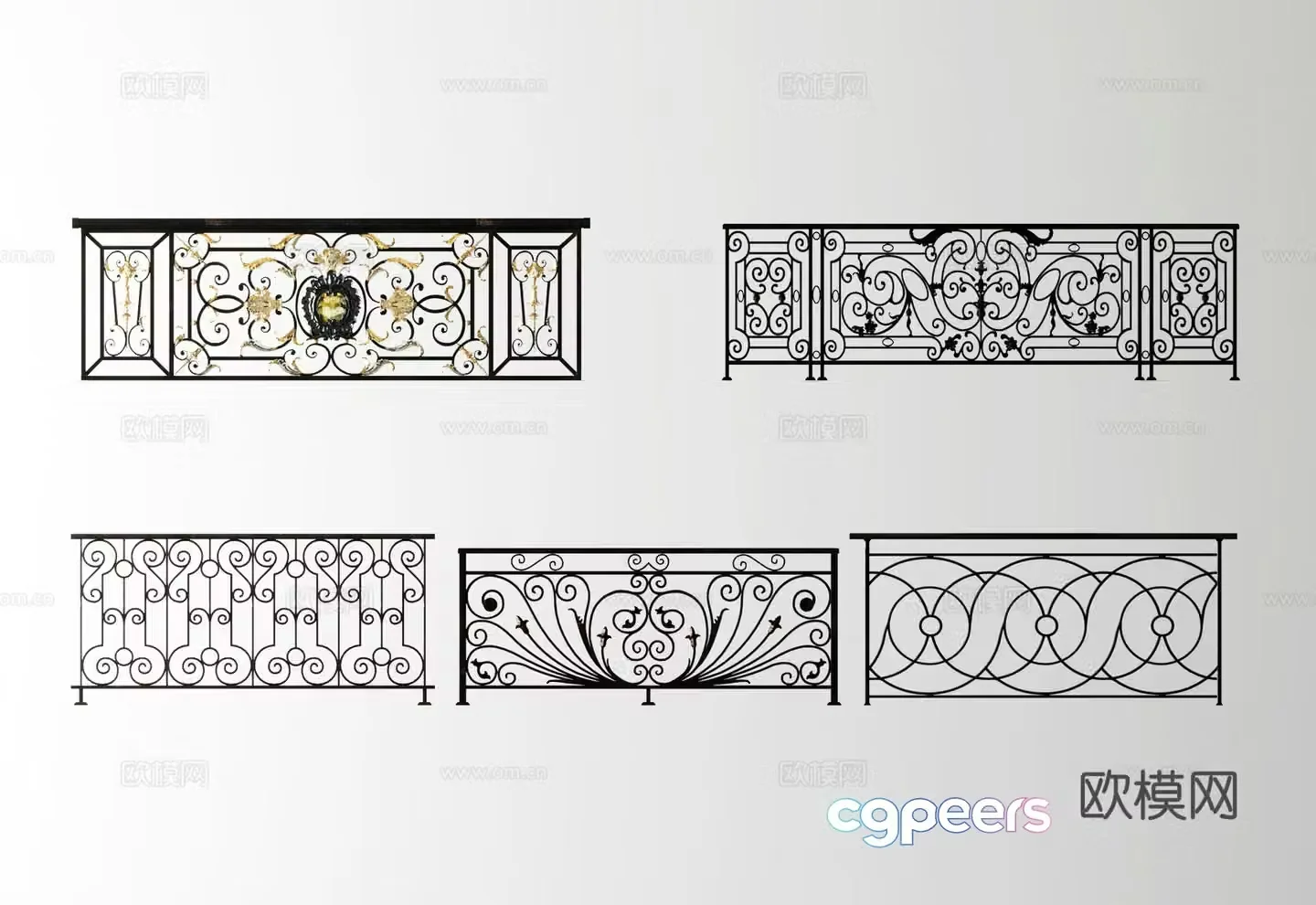 Wrought iron railing 3d model