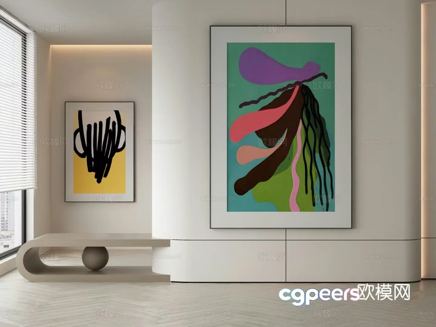 Modern decorative painting abstract hanging painting dopamine hanging painting 3d model