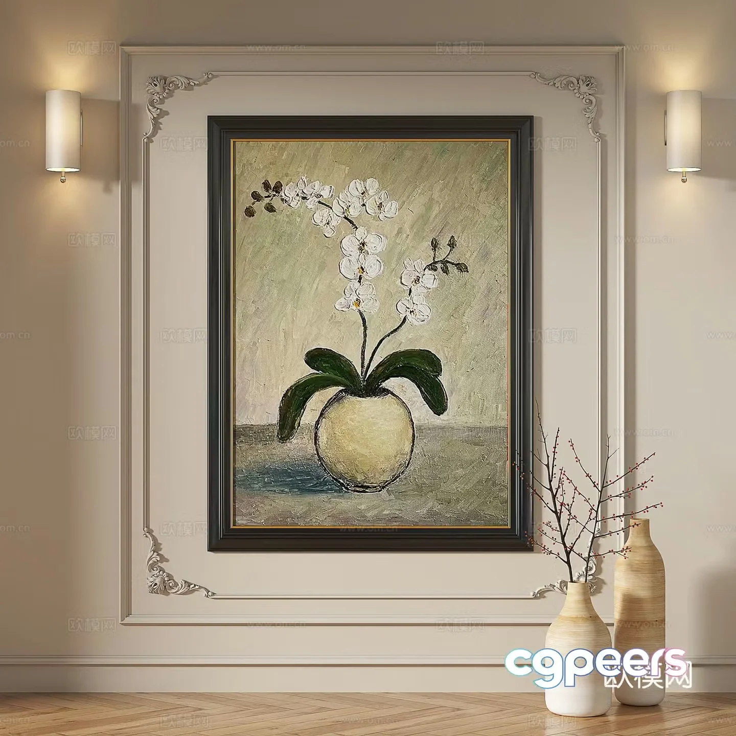 French retro medieval European classical abstract decorative painting 3d model