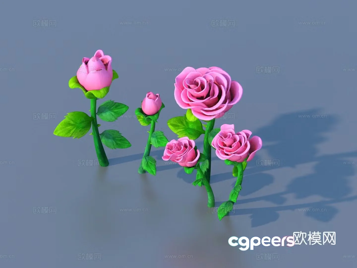 Cartoon Plants Shrub Flowers and Plants 3d Model