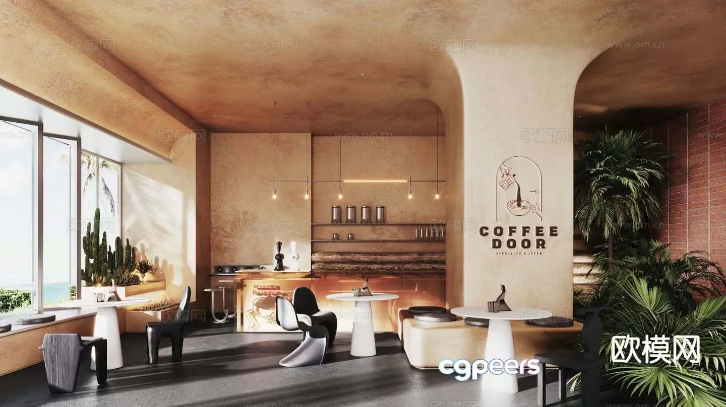 Modern Coffee Shop 3D Model – 8240 – CORONA Render