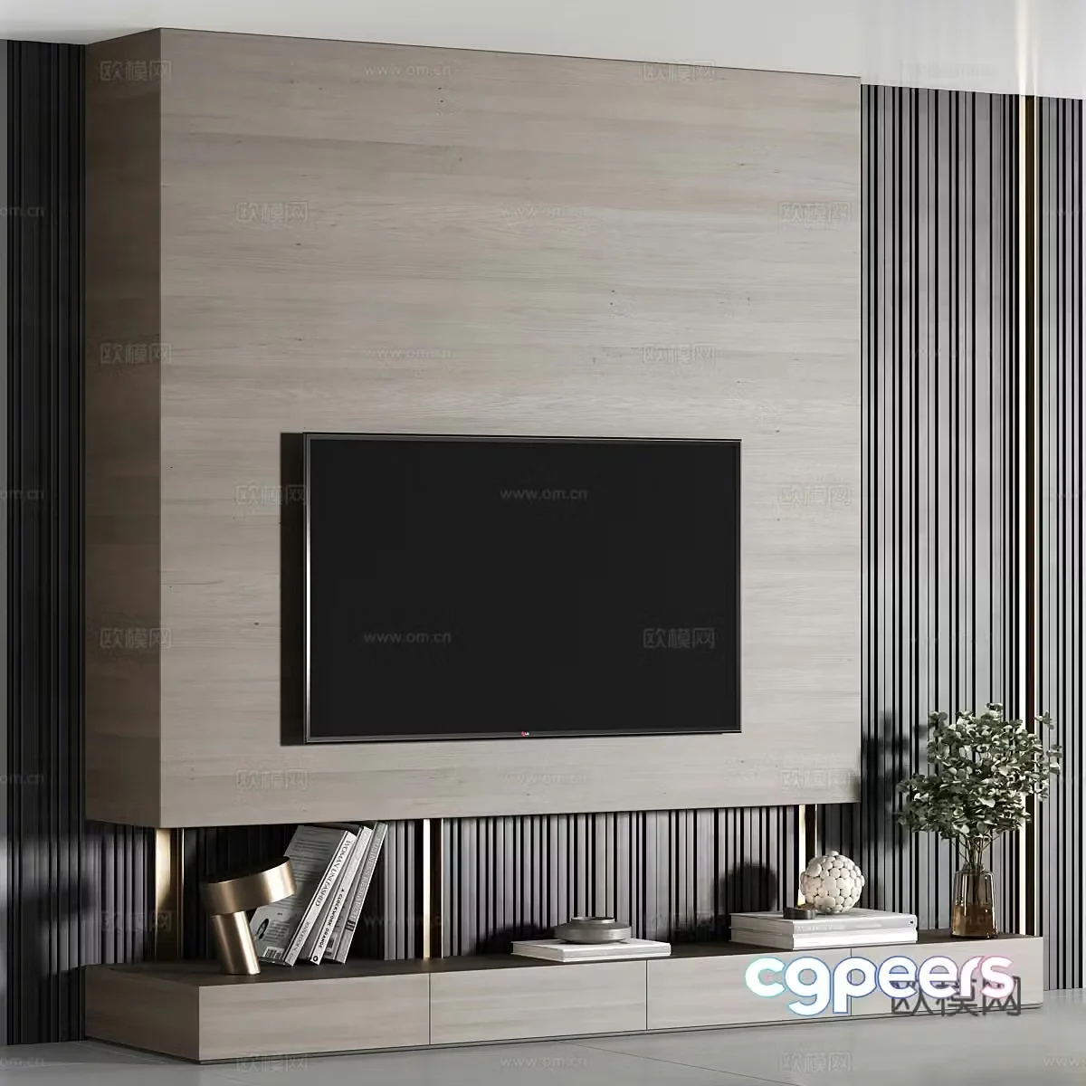 Modern Italian minimalist TV background wall 3d model