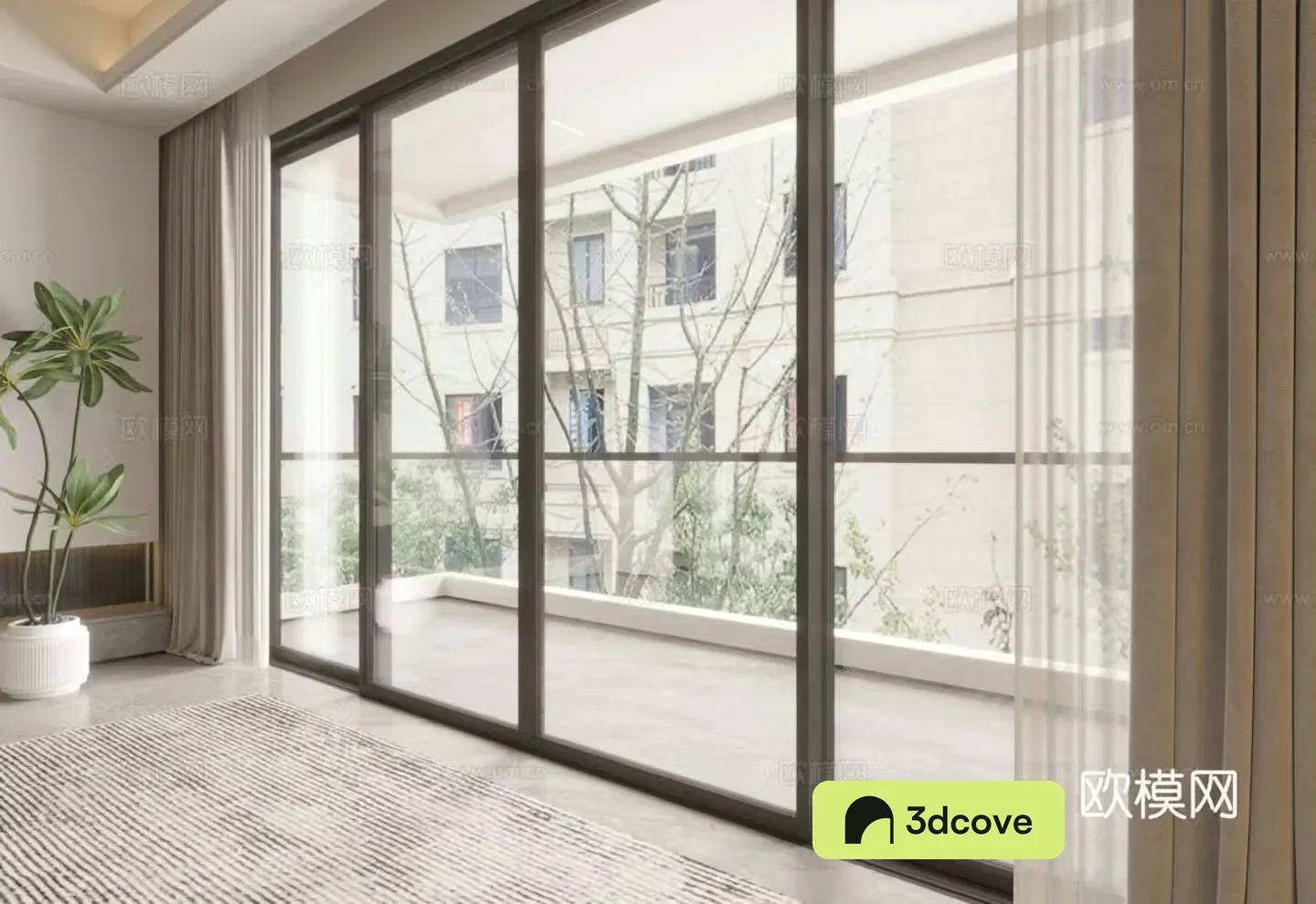 Modern balcony glass sliding door