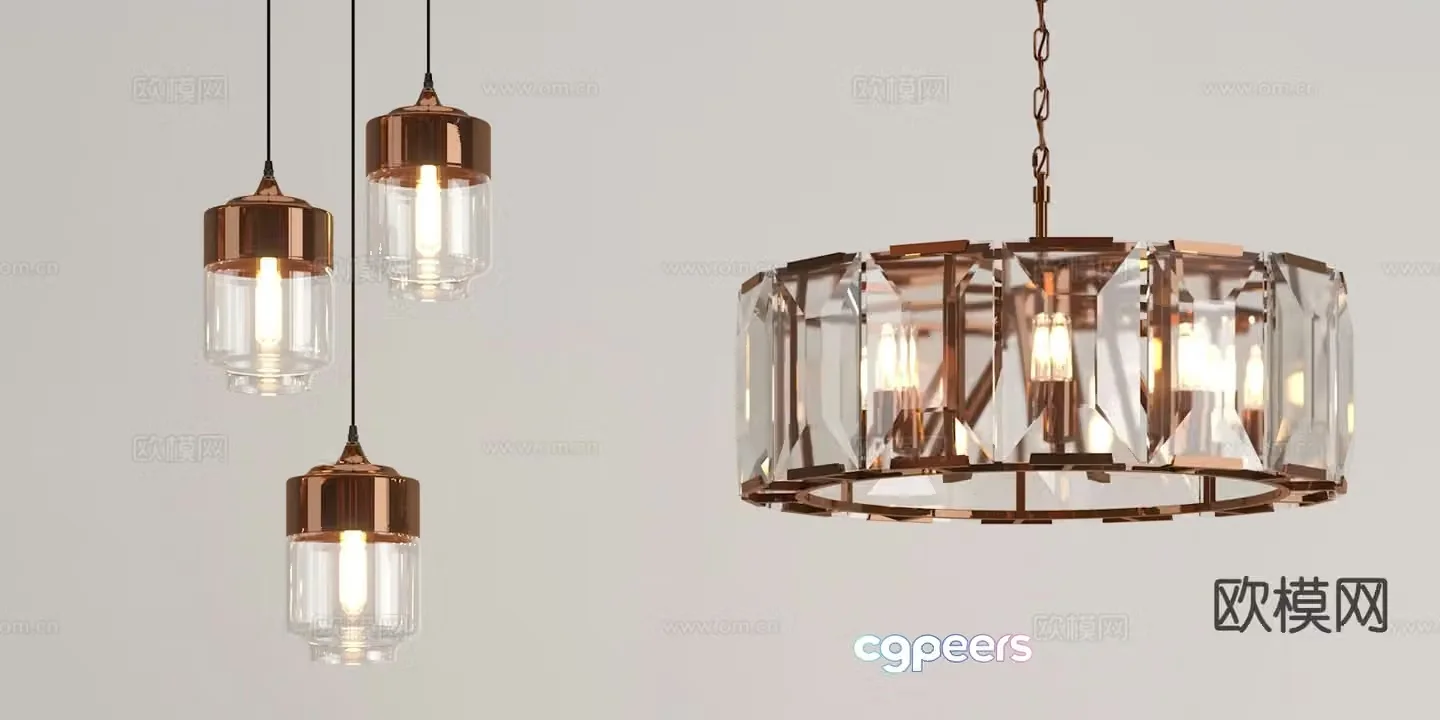 Light luxury glass chandelier 3d model