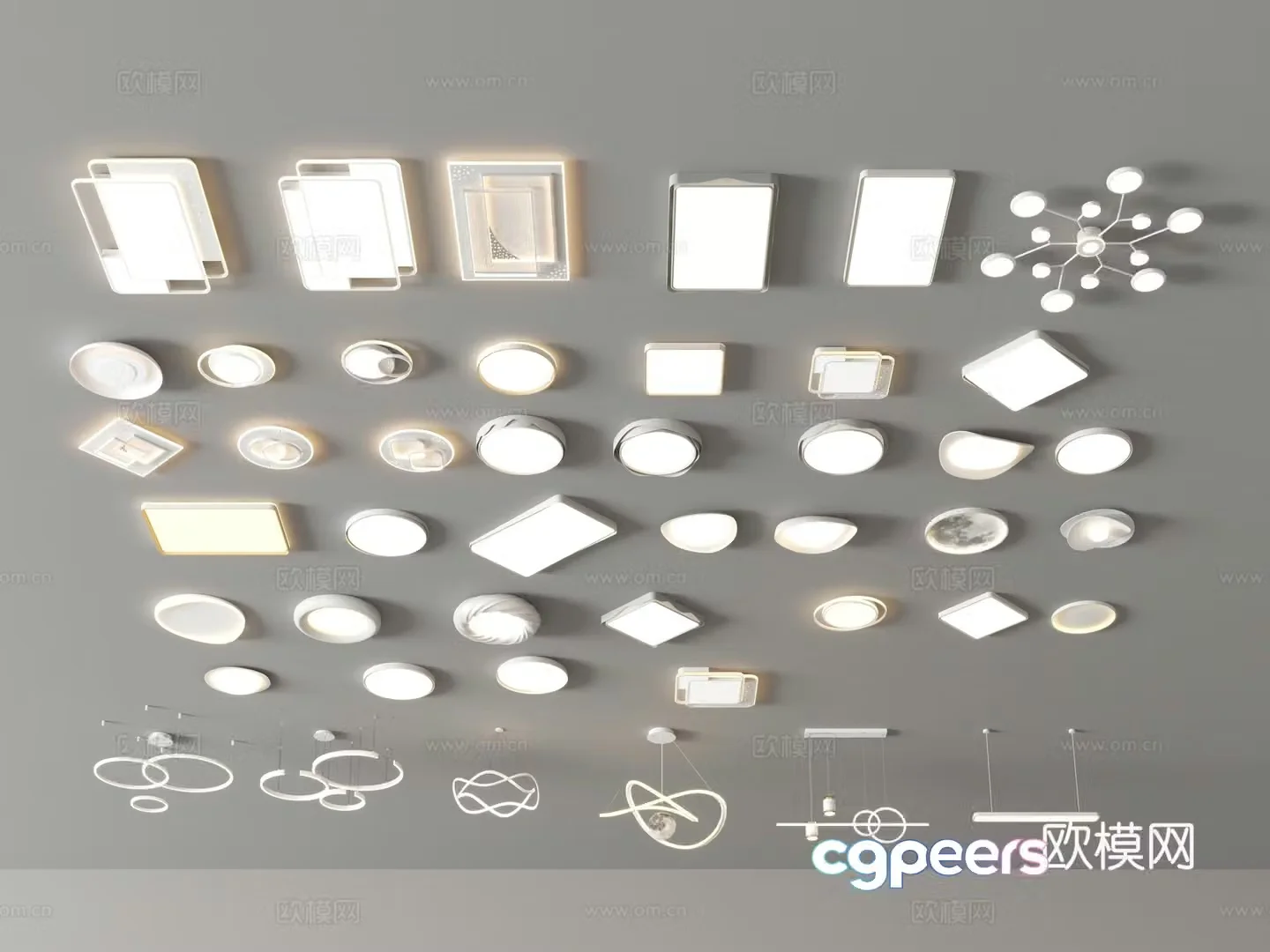 Ceiling light Living room main light Creamy cloud square Restaurant lamp Bedroom Lighting combination 3D model