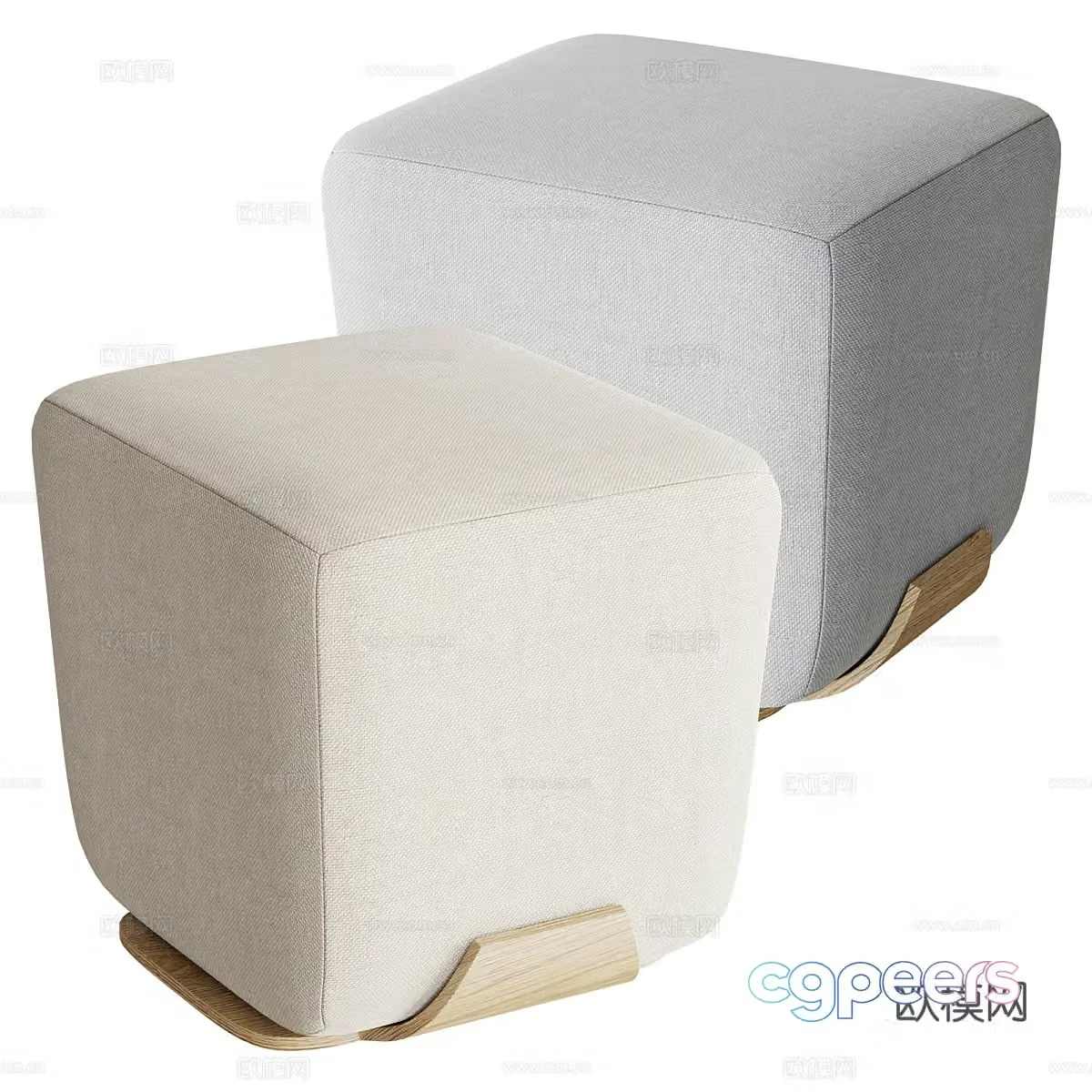New Chinese style fabric stool makeup stool 3D model