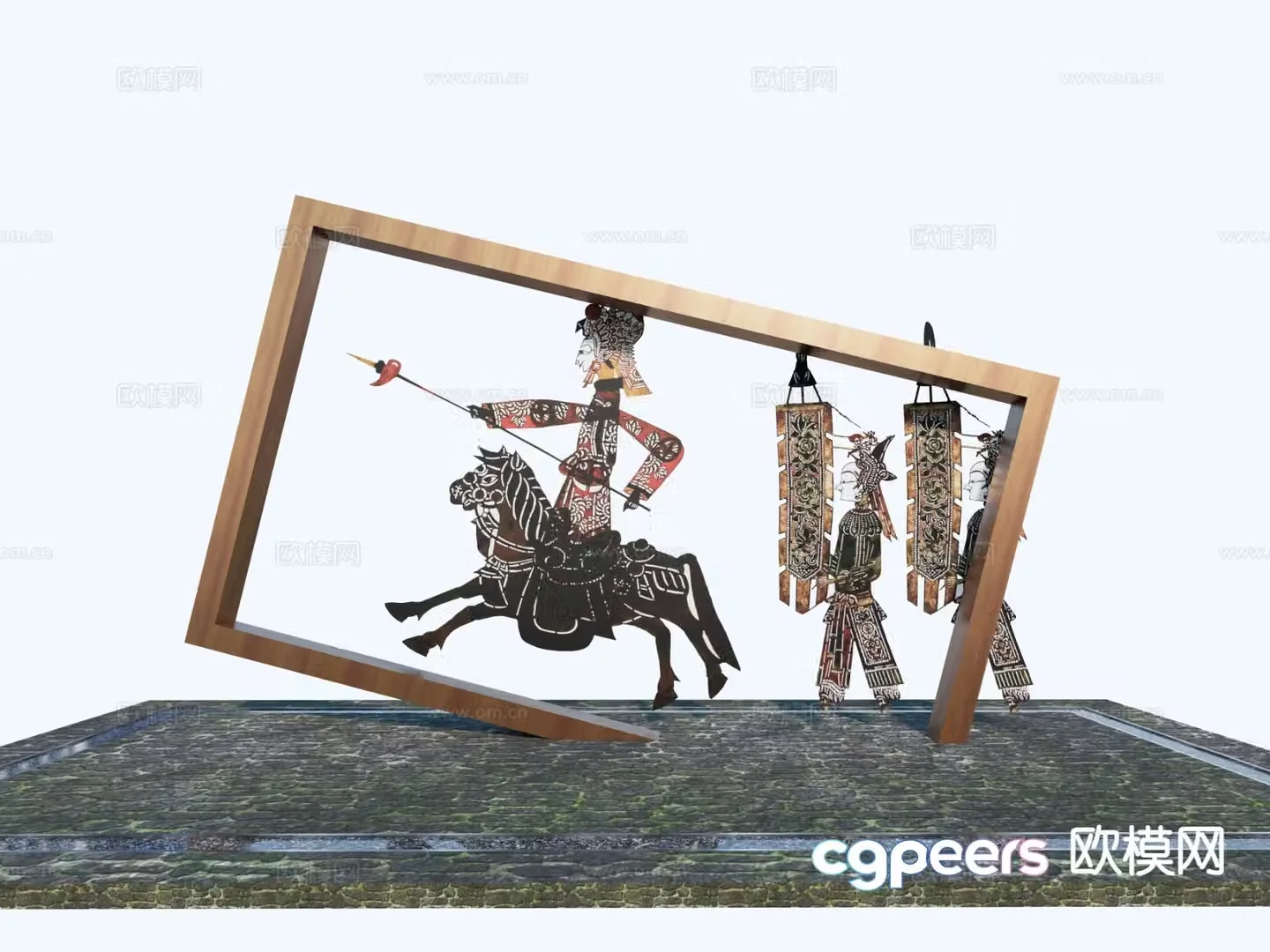 Chinese opera shadow puppet show street culture sculpture folk sketch 3D model