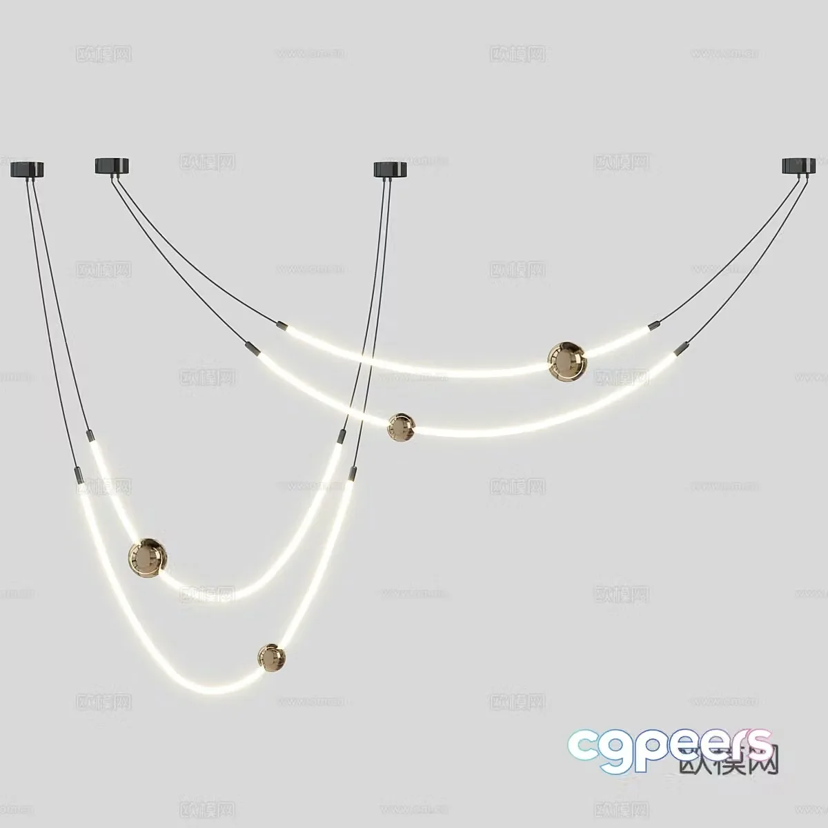 Modern light luxury decorative chandeliers 3d model