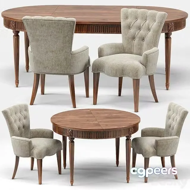 3ds Max Free – Gustavian Extension Table and Toulouse French Armchair