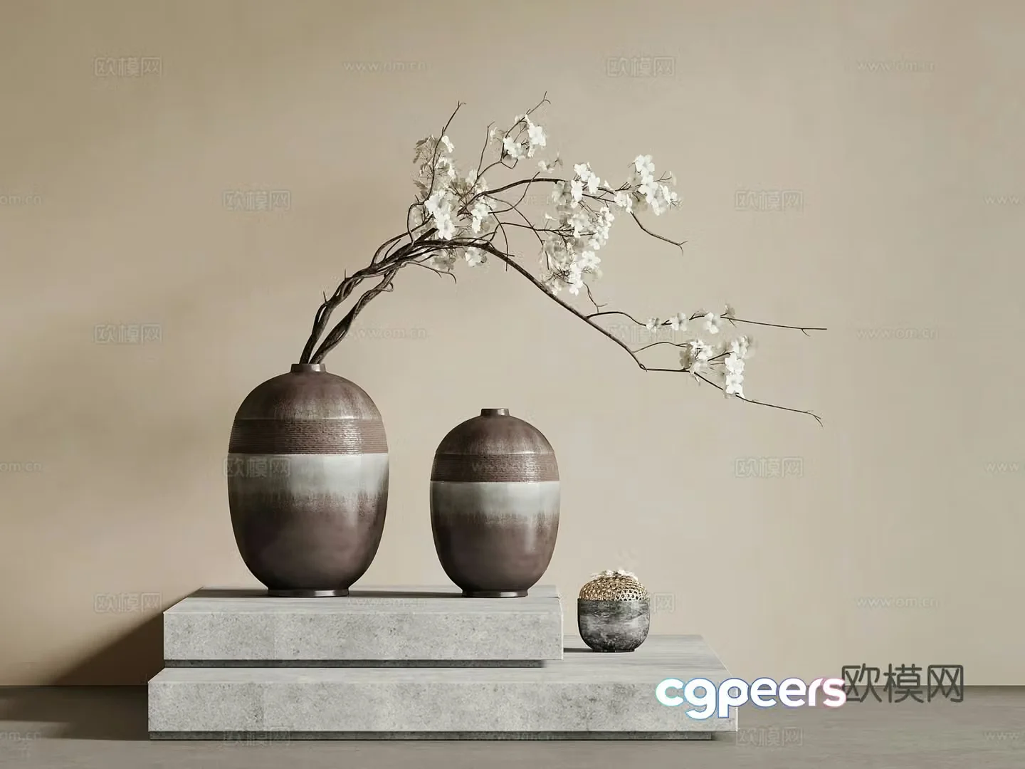 Vase New Chinese Vase Flower Art Wasabi Vase 3D Model