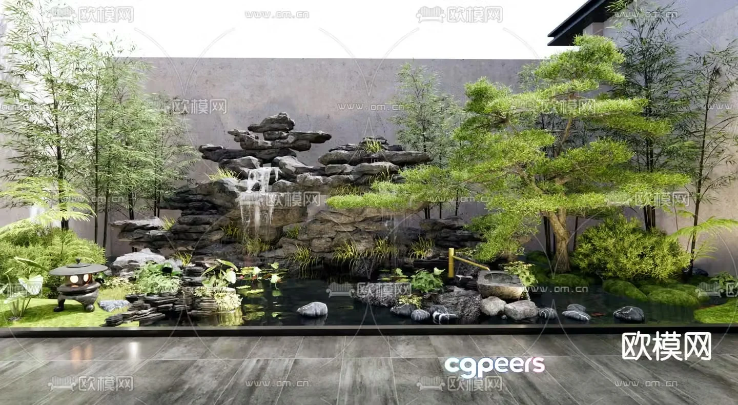 New Chinese style rockery waterscape sketch 3D model
