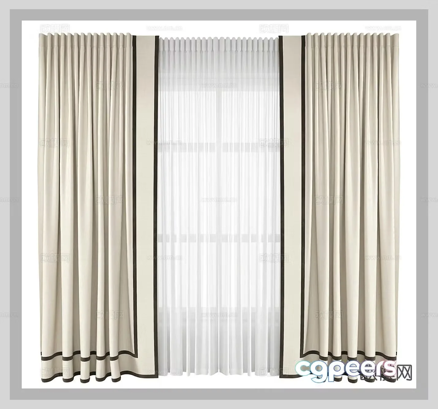 Wasabi curtains cloth curtains gauze curtains homestay curtains hotel curtains 3D model