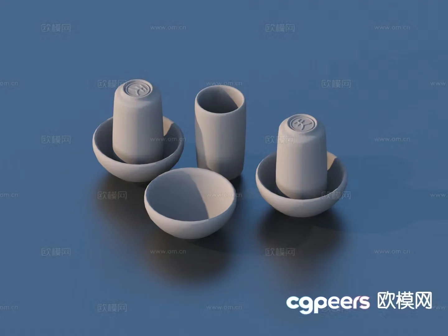 Wabi-sabi tea cup tea set 3d model
