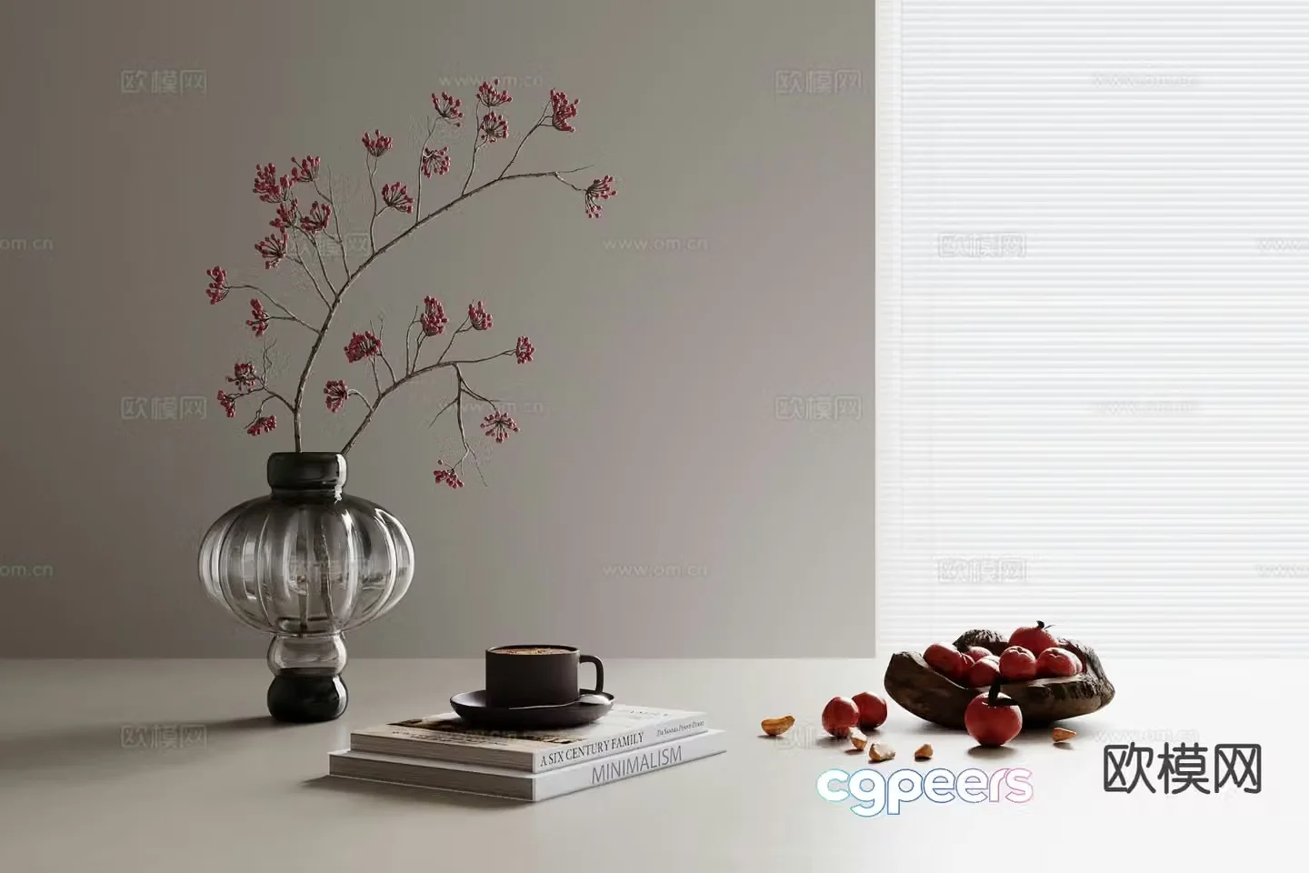 Modern decorations vase book fruit plate 3D model
