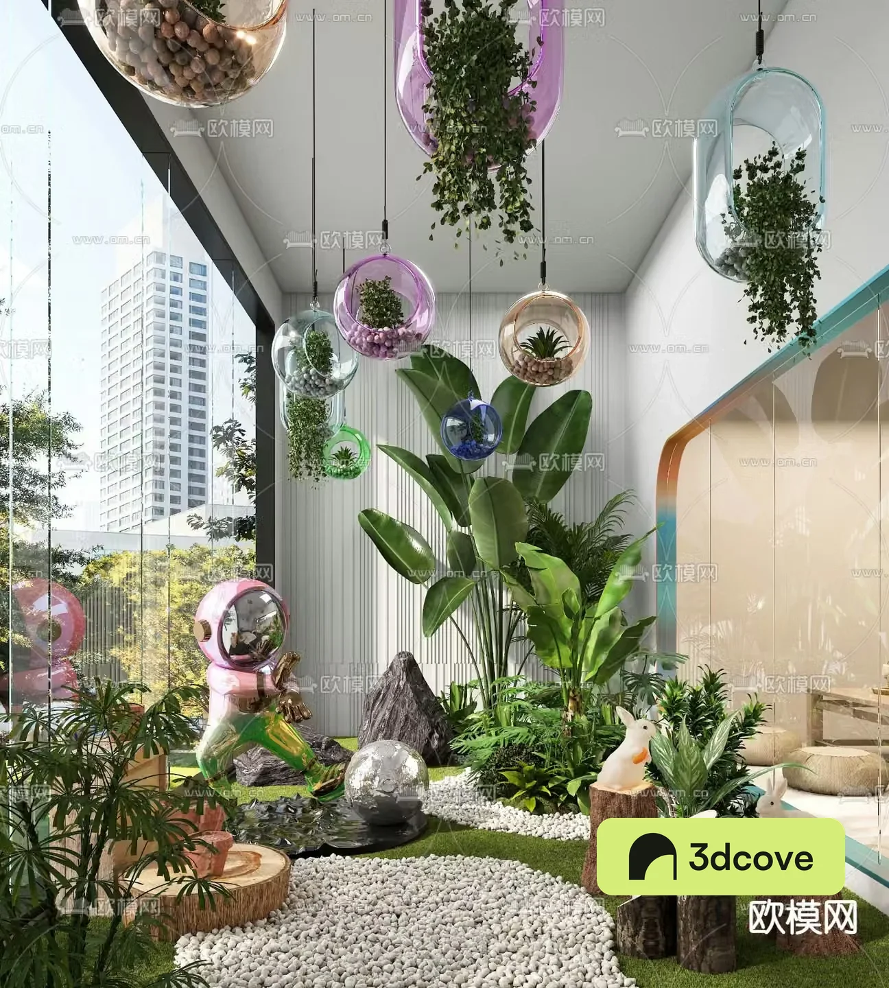 Indoor landscaping plant pile