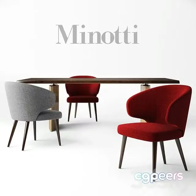 3ds Max Free – Minotti chair ASTON, table MORGAN