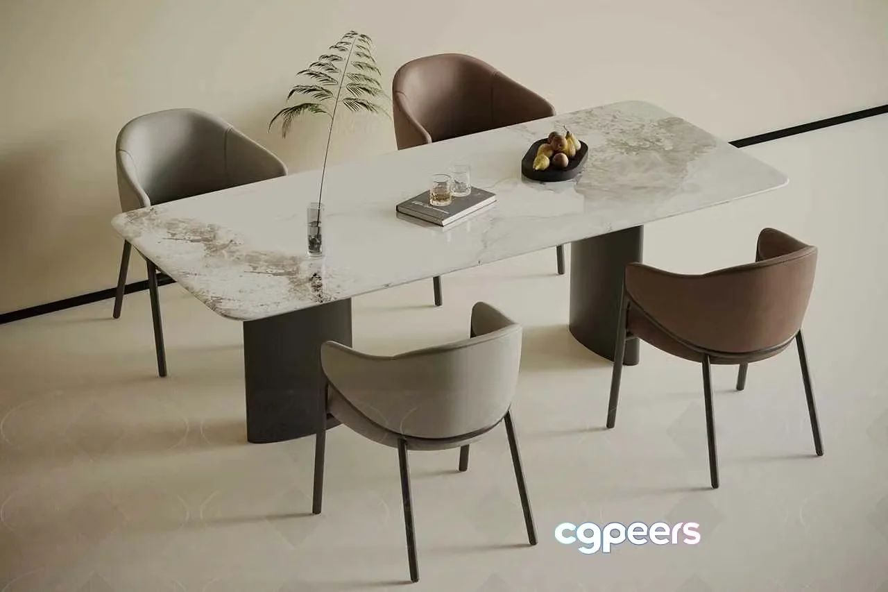 Modern Dining Table 3D Model – 7721 – VRAY Render