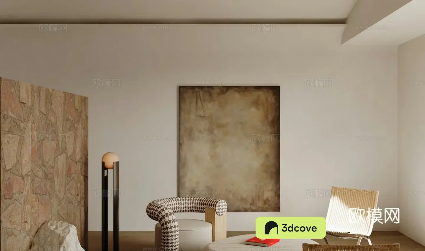 Wasabi texture painting living room hanging painting 3D model