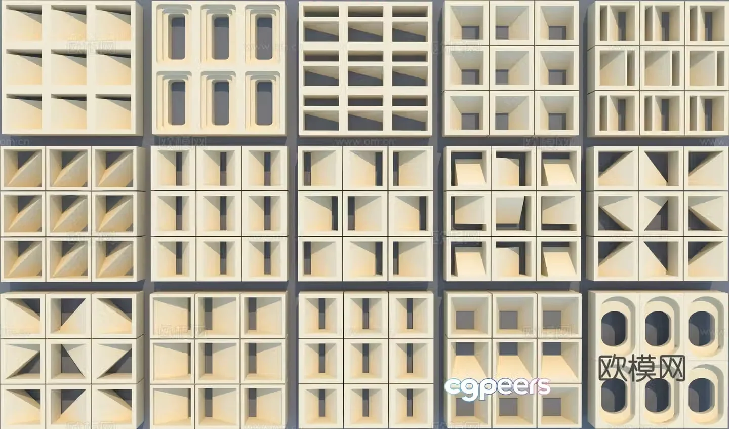 Modern precast cement brick partition 3d model