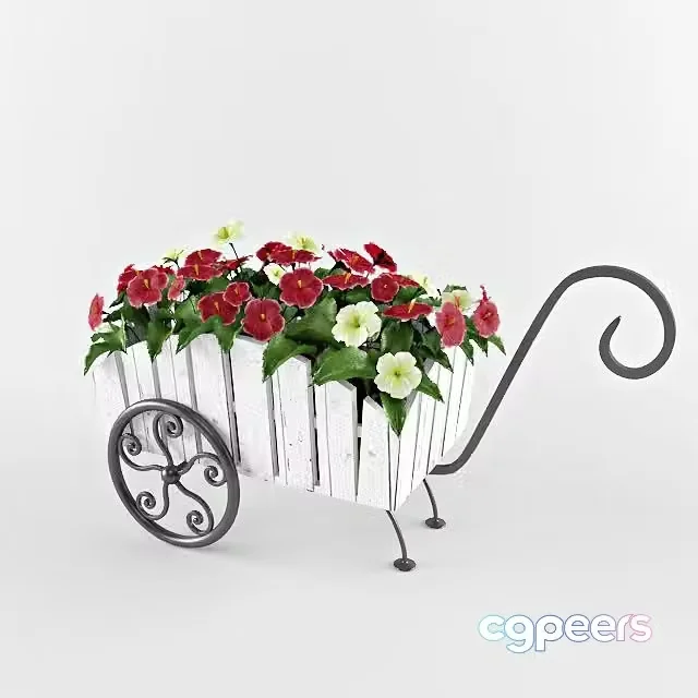 3ds Max Free – flowers in a wheelbarrow