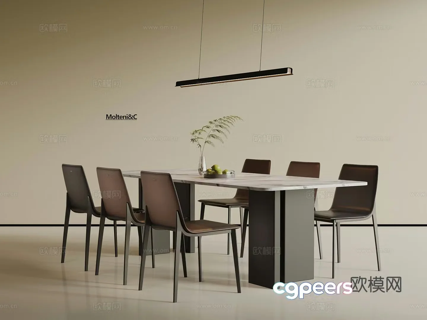 Modern dining table dining table chair 3d model