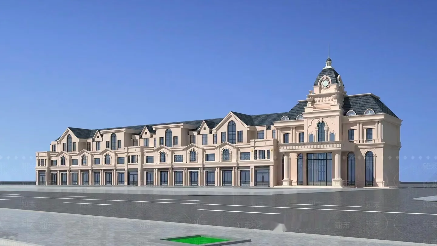 The Main Subject Is A Large Building Characterized By Its European-Style Architecture 3D Model – 10875 – VRAY Render
