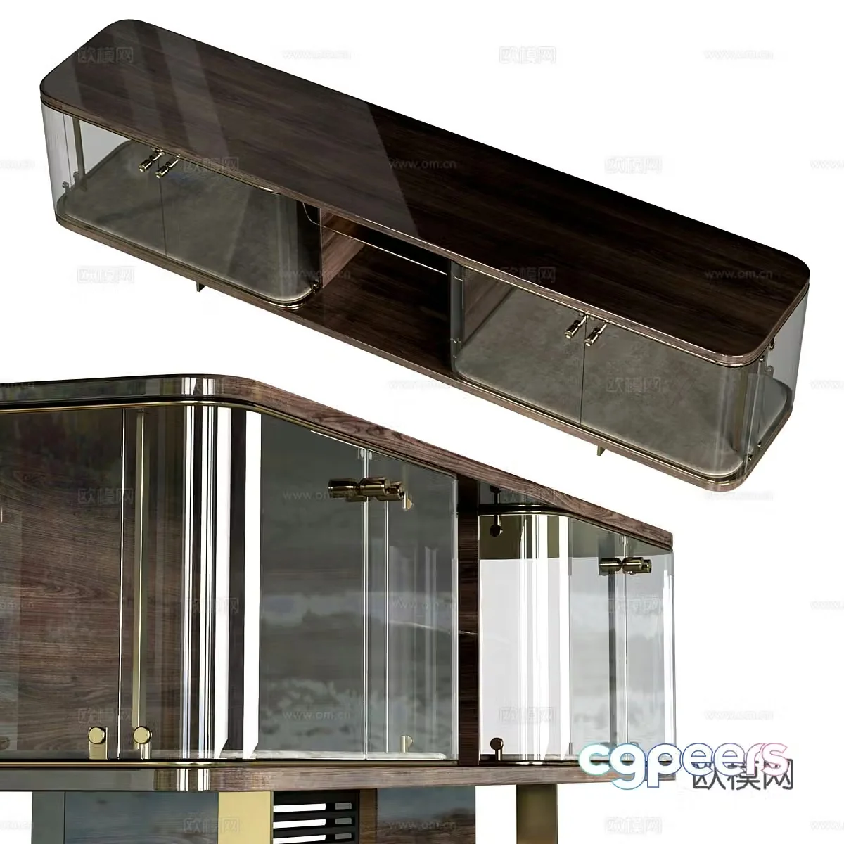 Modern Italian glass TV cabinet 3d model