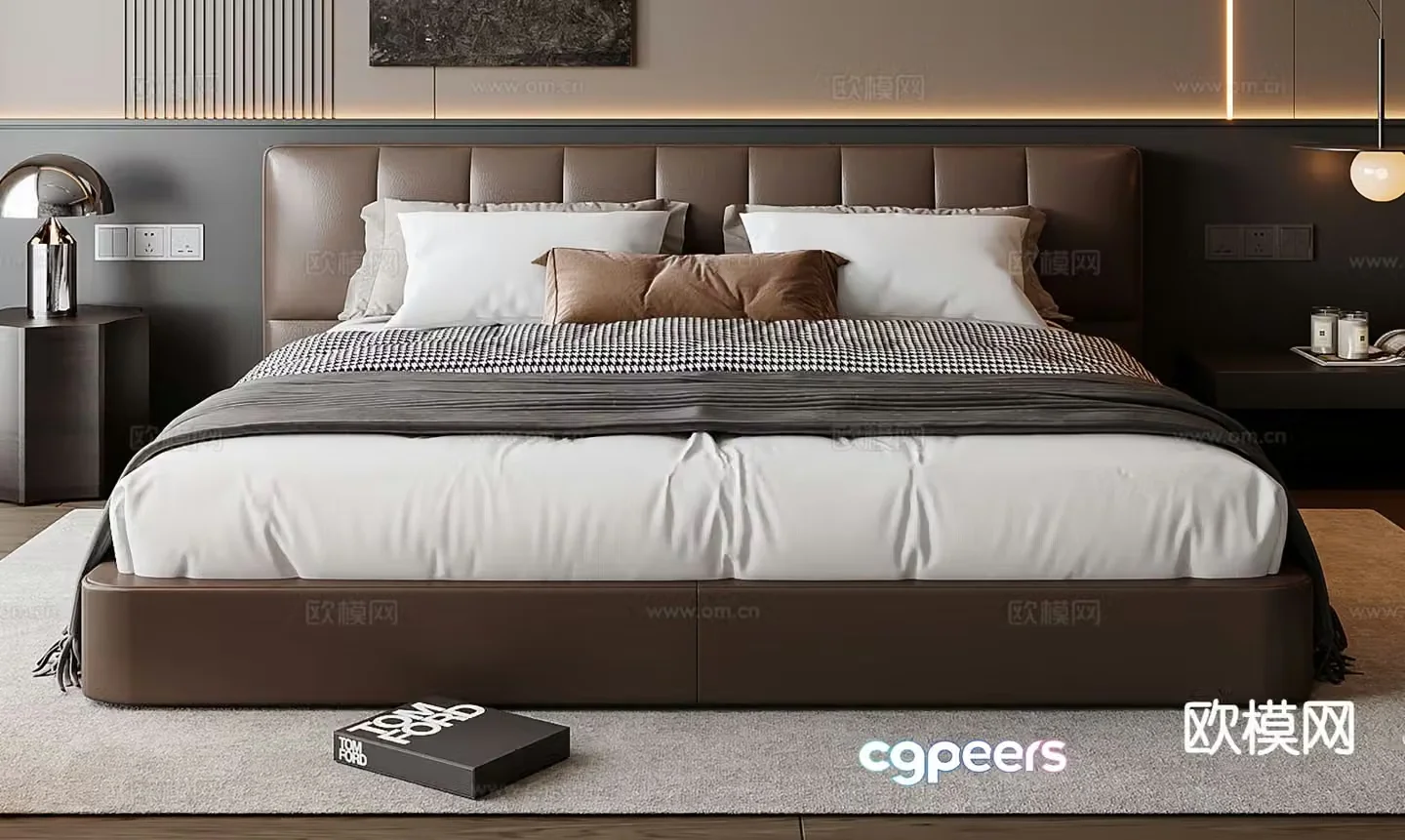 Italian double bed 3d model