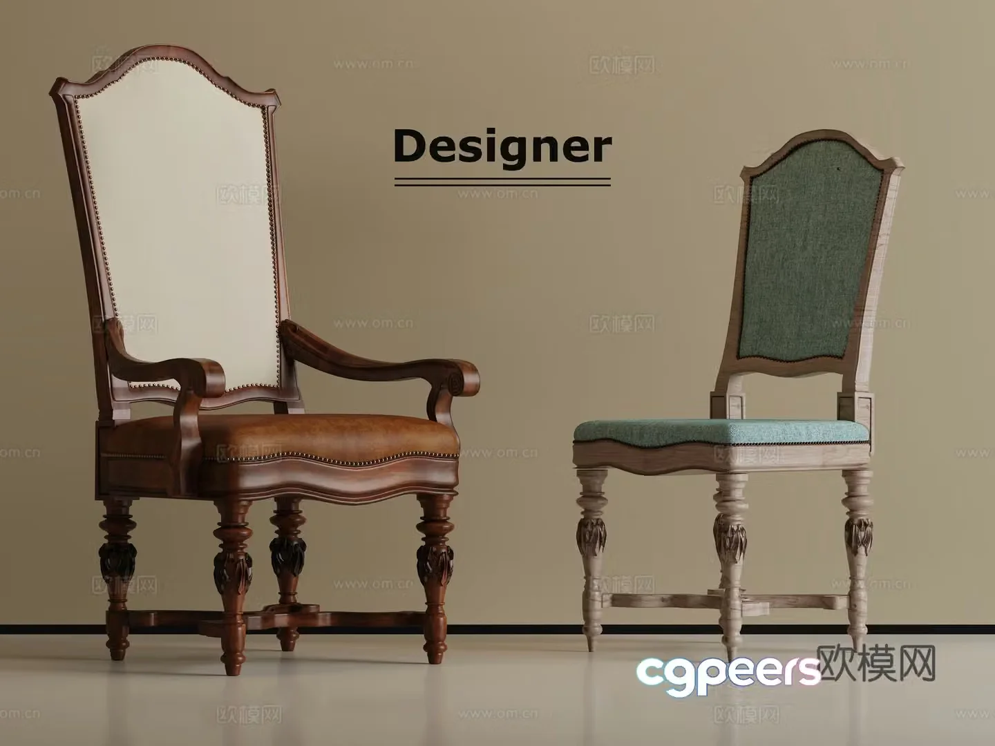American single chair dining chair 3d model