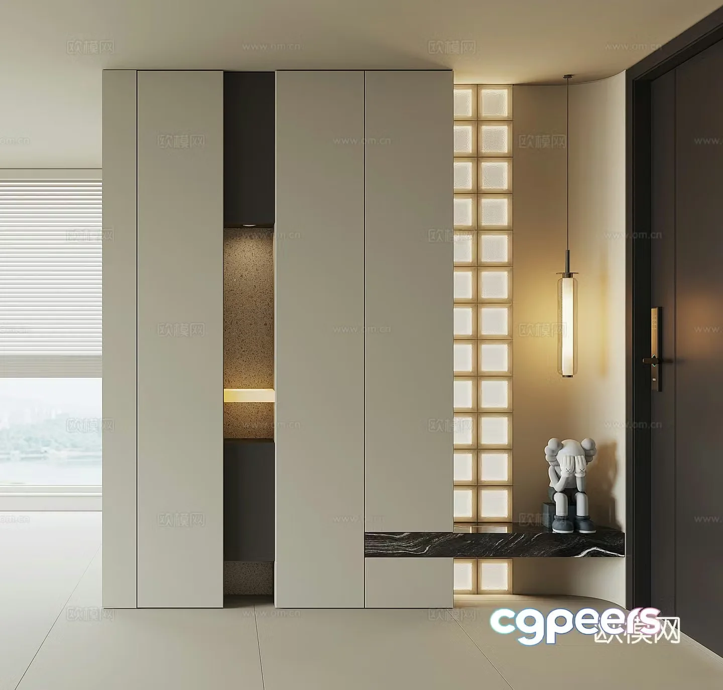 Modern home entrance shoe cabinet 3D model