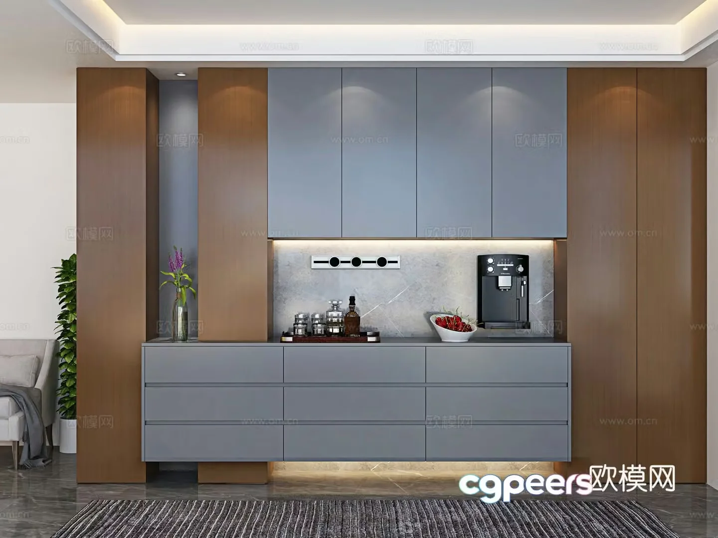 Italian sideboard wine cabinet 3d model