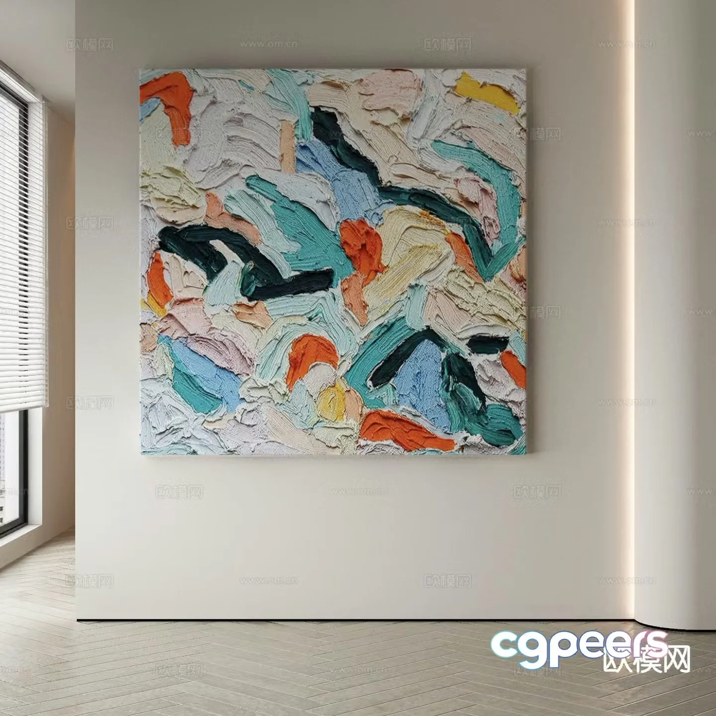 Modern decorative painting color oil painting 3d model