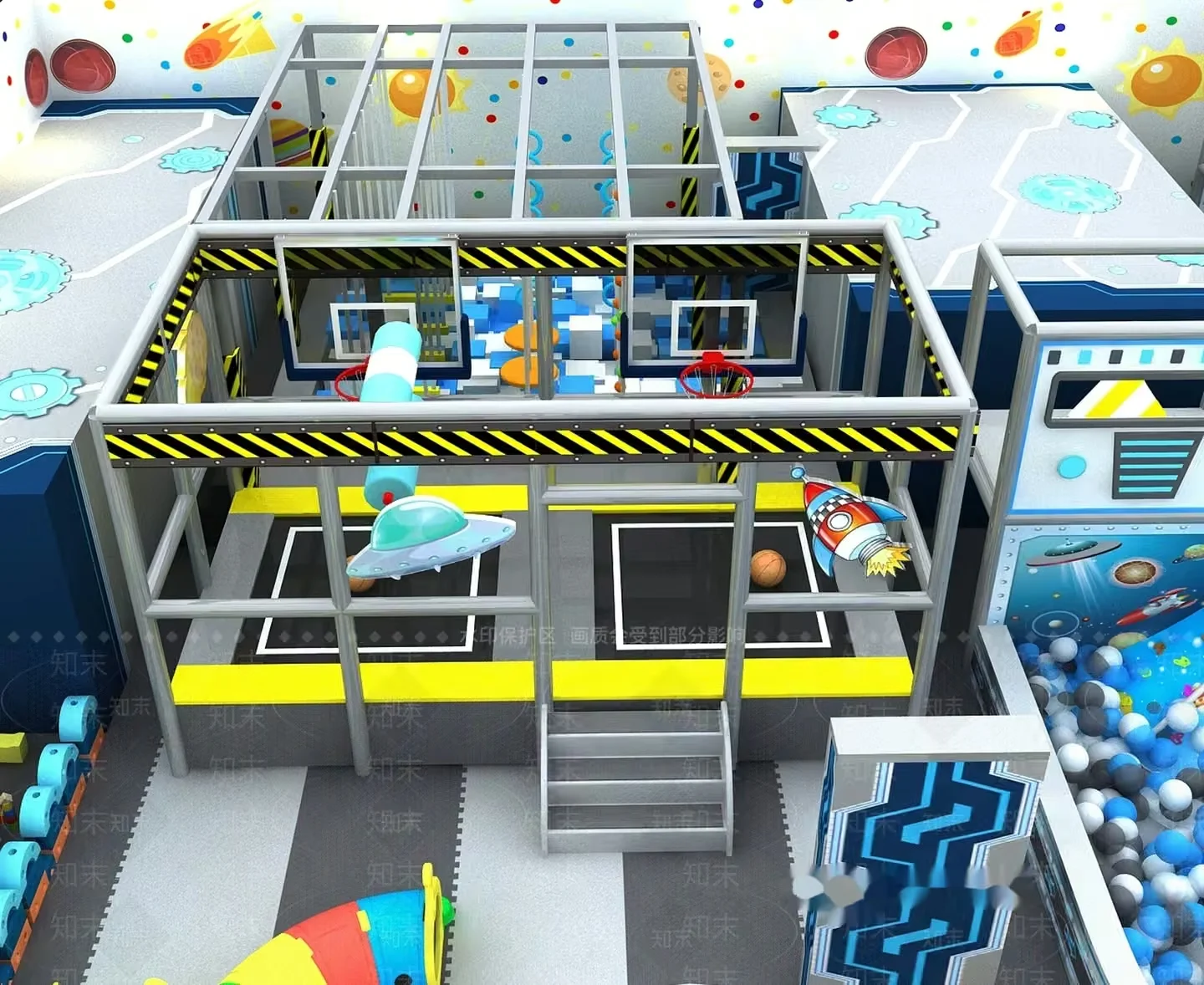 A Play Area With A Space Theme 3D Model – 904 – VRAY Render