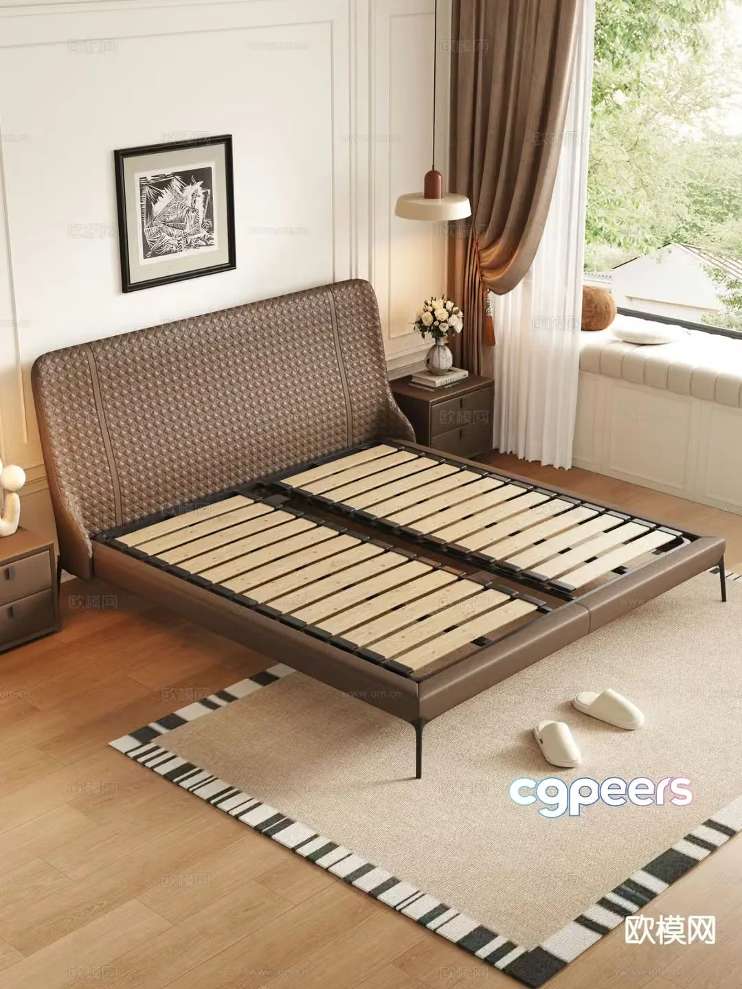 Italian double bed 3d model