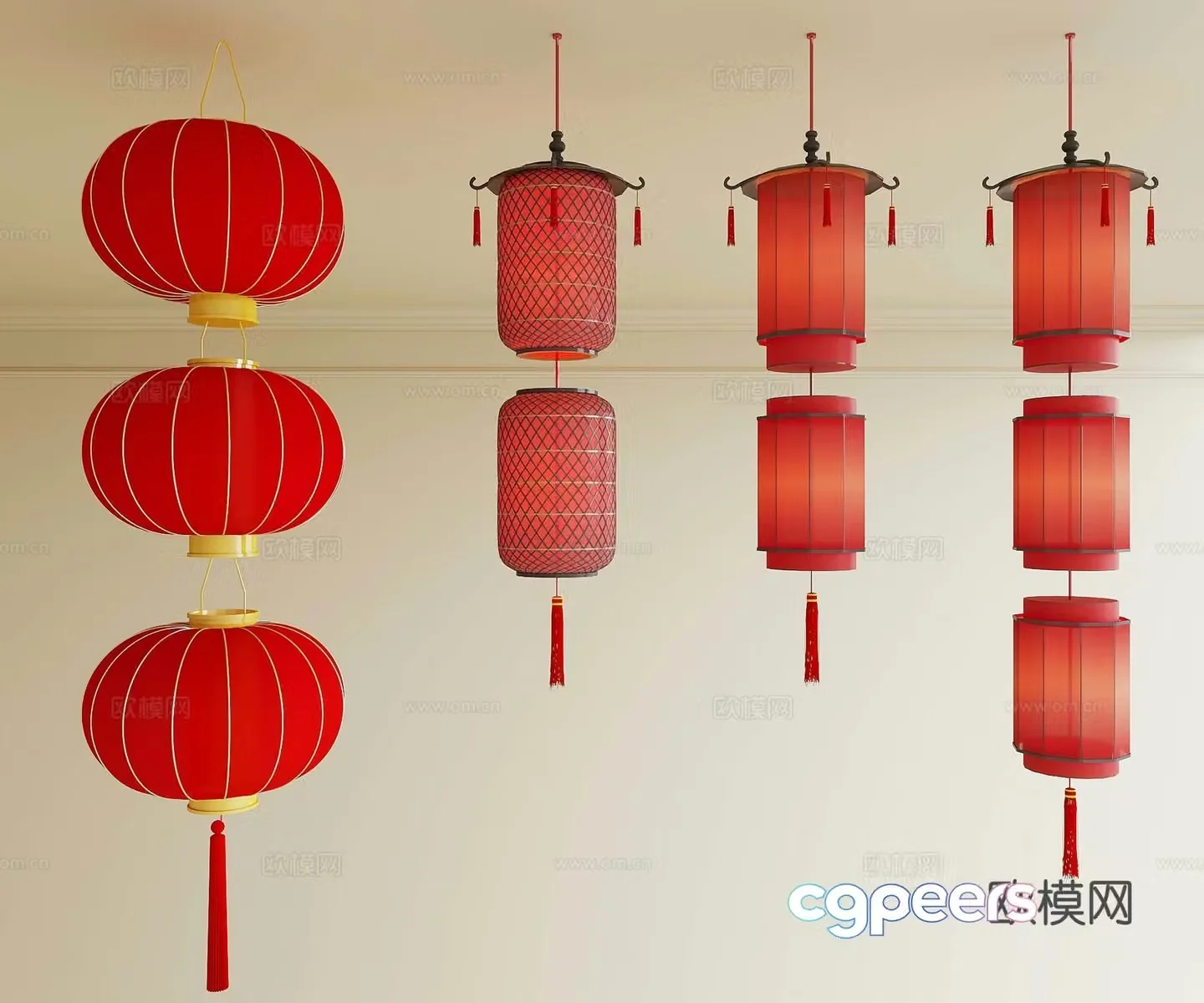 New Chinese lanterns Holiday supplies New Year supplies 3D model