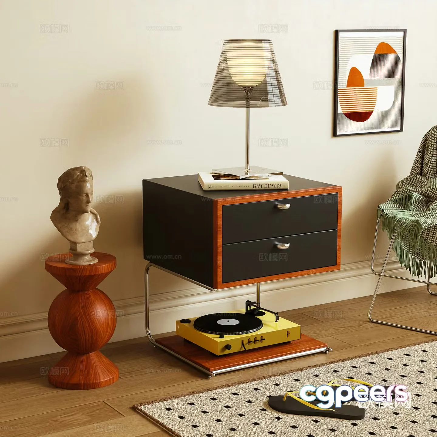 Bedside table side cabinet 3d model