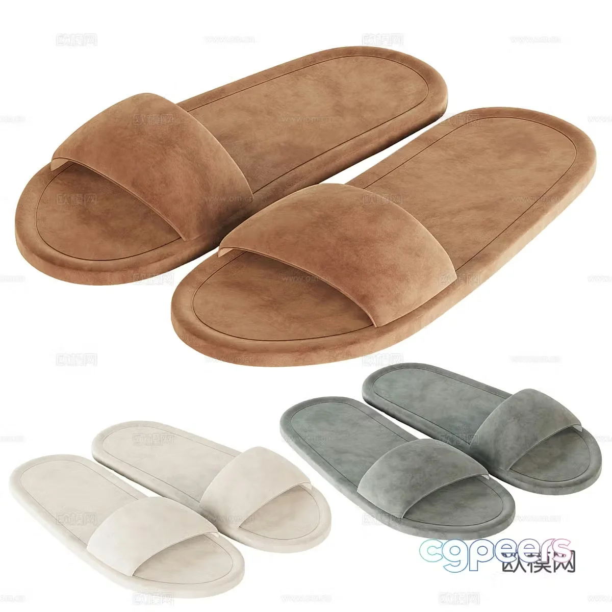 Modern House Slippers 3D Model